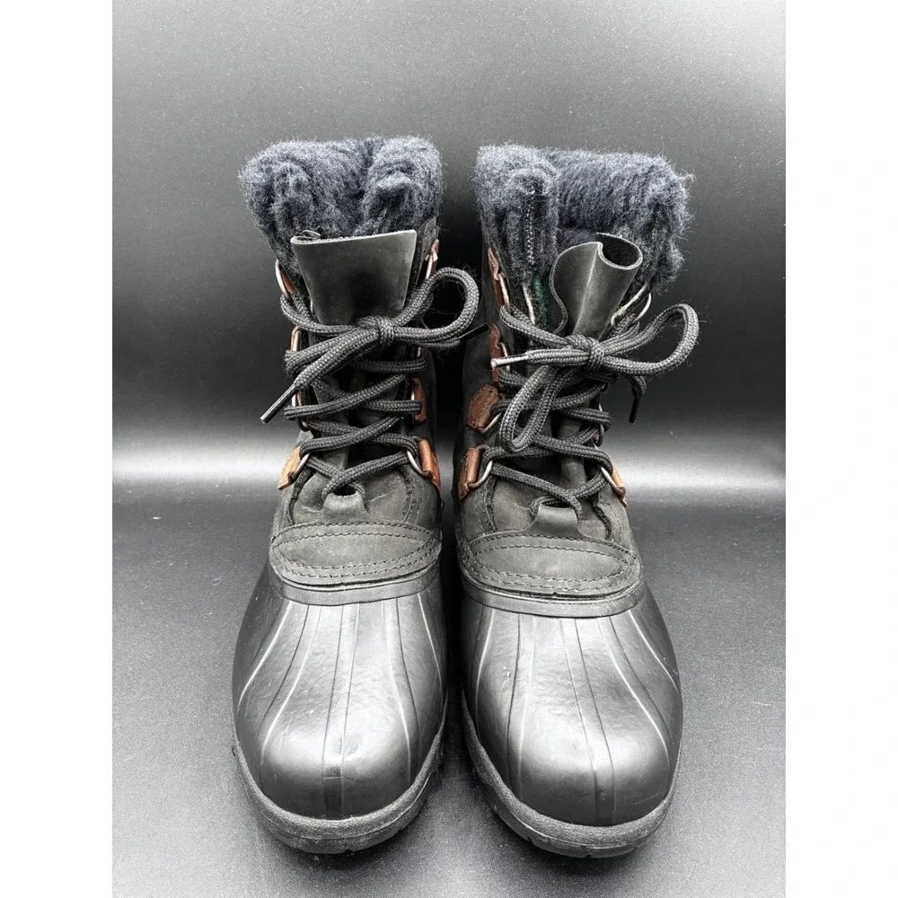 Sorel Alpine Mens 8 Black Leather Waterproof Snow Winter Duck Boots Made Canada